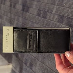 Kenneth Cole leather black travel case for pens and small accessories.  With box